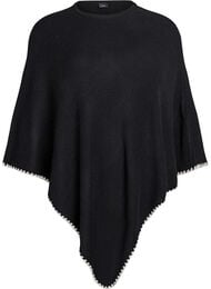 Fin stickad poncho, Svart