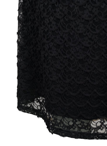 Kortärmad spetsklänning med breda volanger, Black, Packshot image number 3