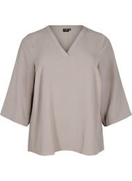 Blus med 3/4-&auml;rm, Beige