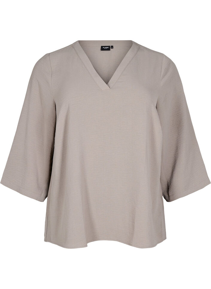 Blus med 3/4-&auml;rm, Beige, Packshot image number 0