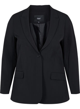 Klassisk blazer med fickor, Black, Packshot image number 0