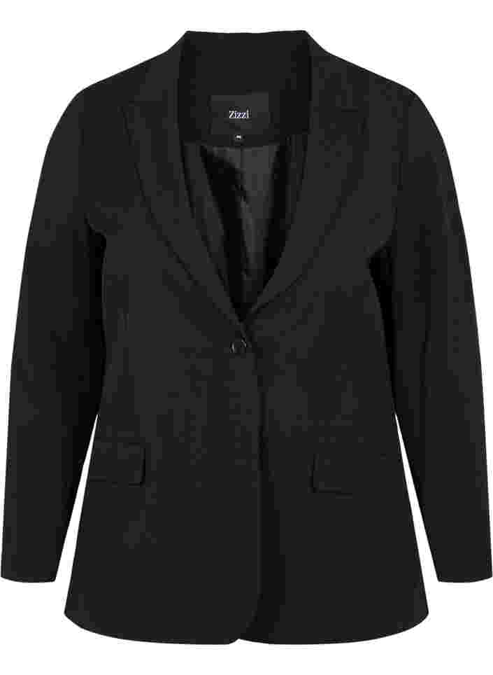 Klassisk blazer med fickor, Black, Packshot image number 0