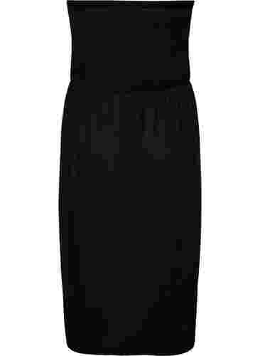 Strandklänning i viskos med överdel i smock, Black, Packshot image number 1