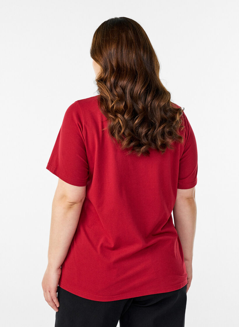 T-shirt med tryck, R&ouml;d, Model image number 2