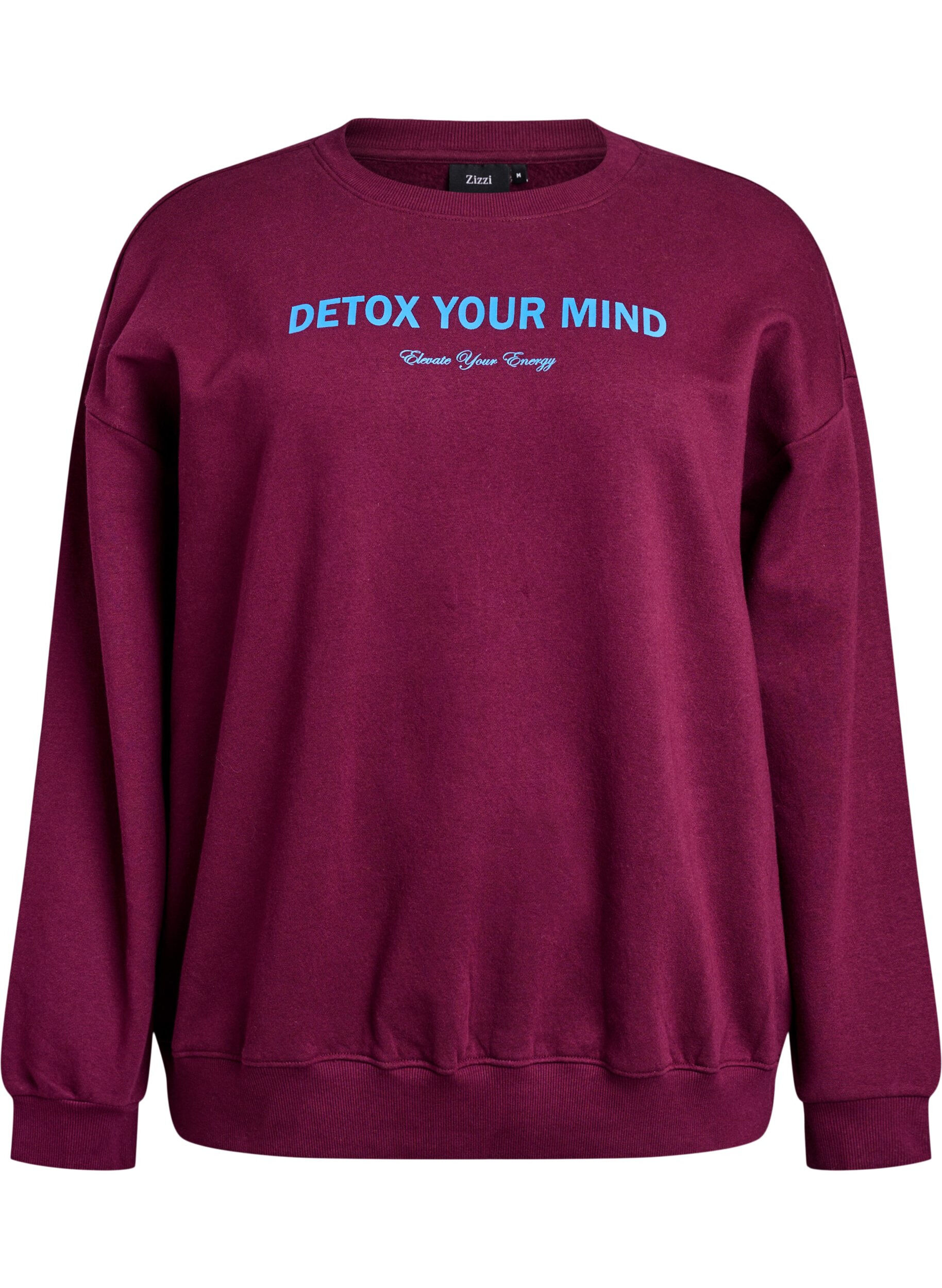 ZizziSweatshirt med texttryck, M&ouml;rk Bordeaux, Packshot image number 0