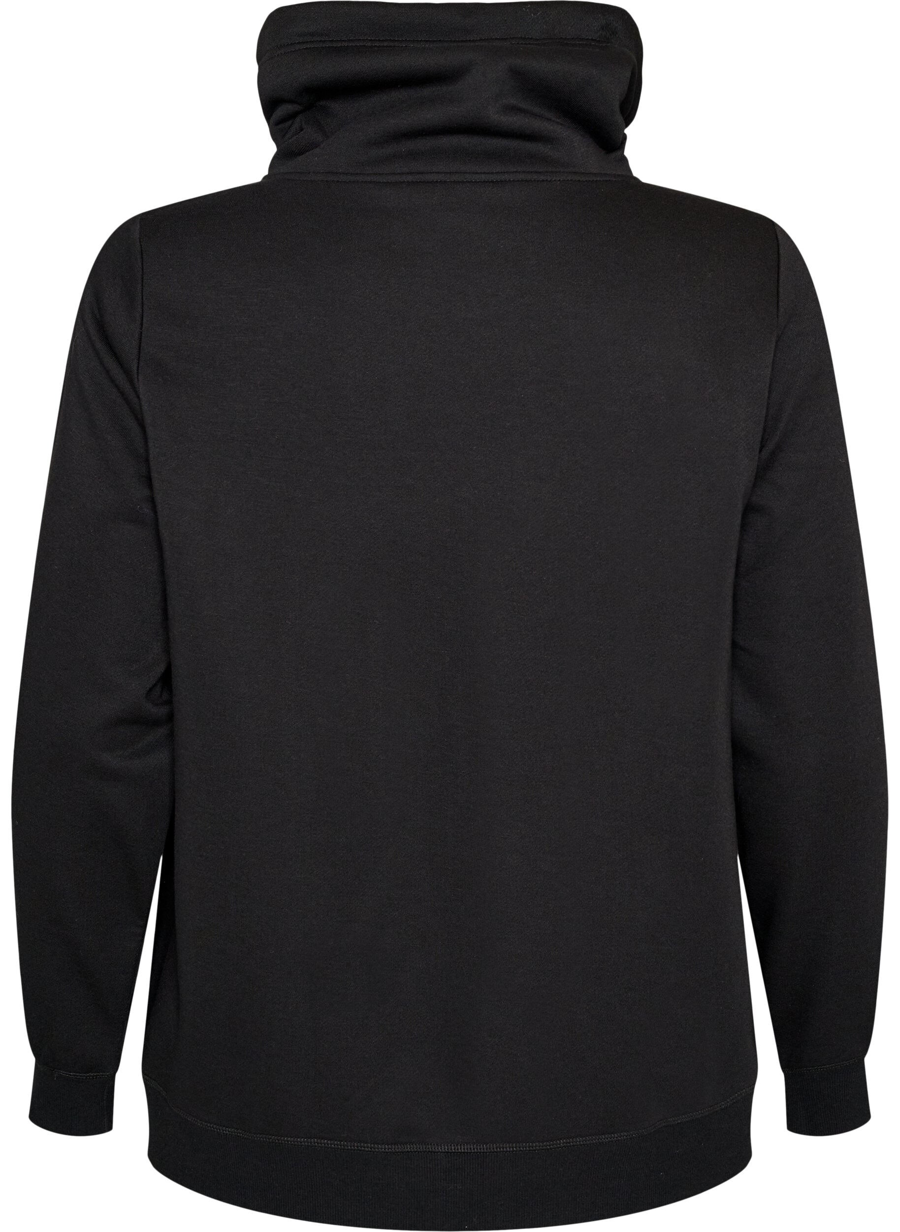 ZizziSweatshirt med h&ouml;g krage och fickor, Svart, Packshot image number 1