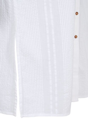 Skjortklänning i bomull med 3/4-ärmar, Bright White, Packshot image number 3
