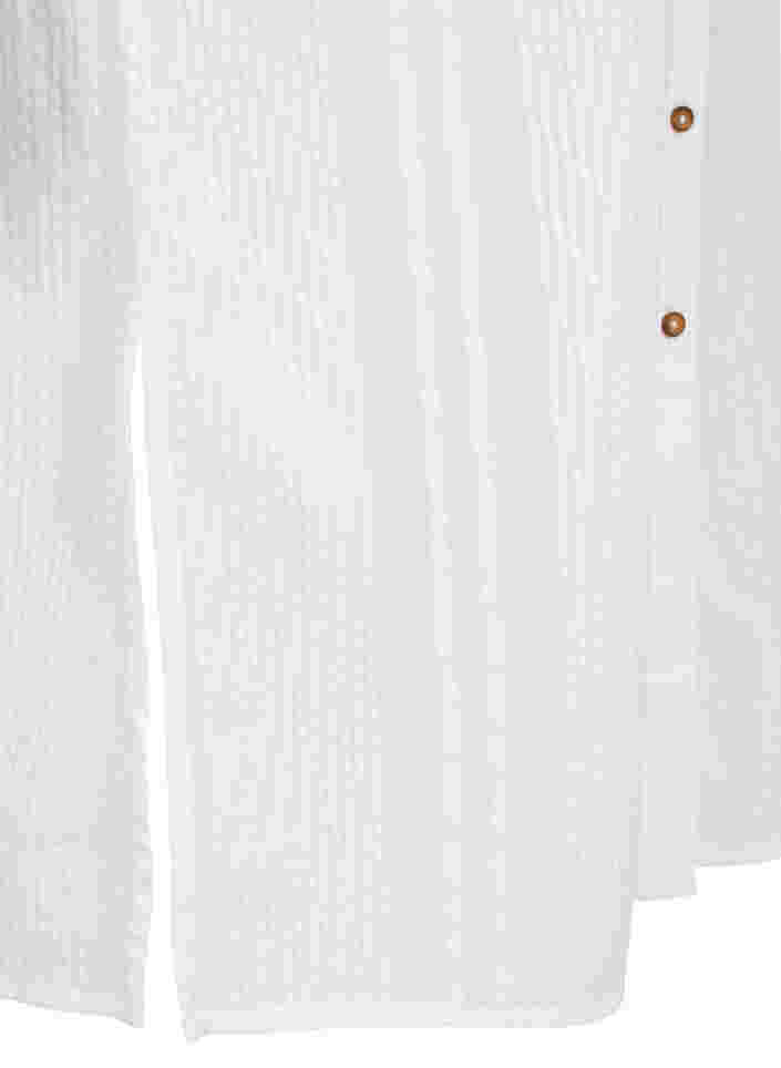 Skjortklänning i bomull med 3/4-ärmar, Bright White, Packshot image number 3