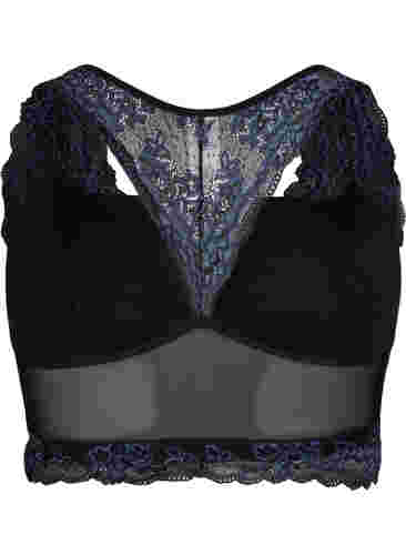 Bh med spets och mesh, Black w. blue lace, Packshot image number 1