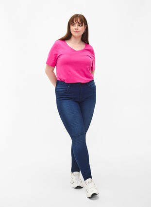 Enfärgad t-shirt i bomull, Raspberry Rose, Model image number 2