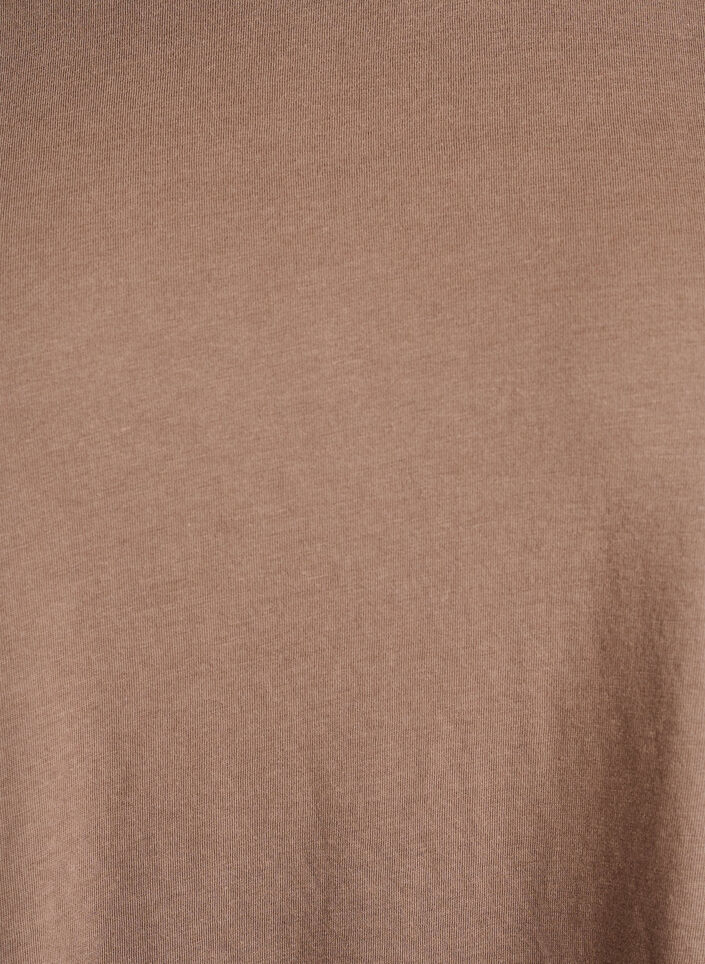 Kort&auml;rmad t-shirt i bomullsmix, Brun, Packshot image number 2