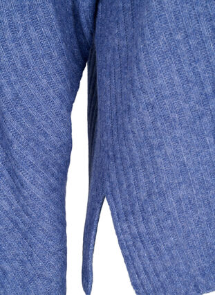 Stickad tröja med slits, Gray Blue Mel., Packshot image number 3