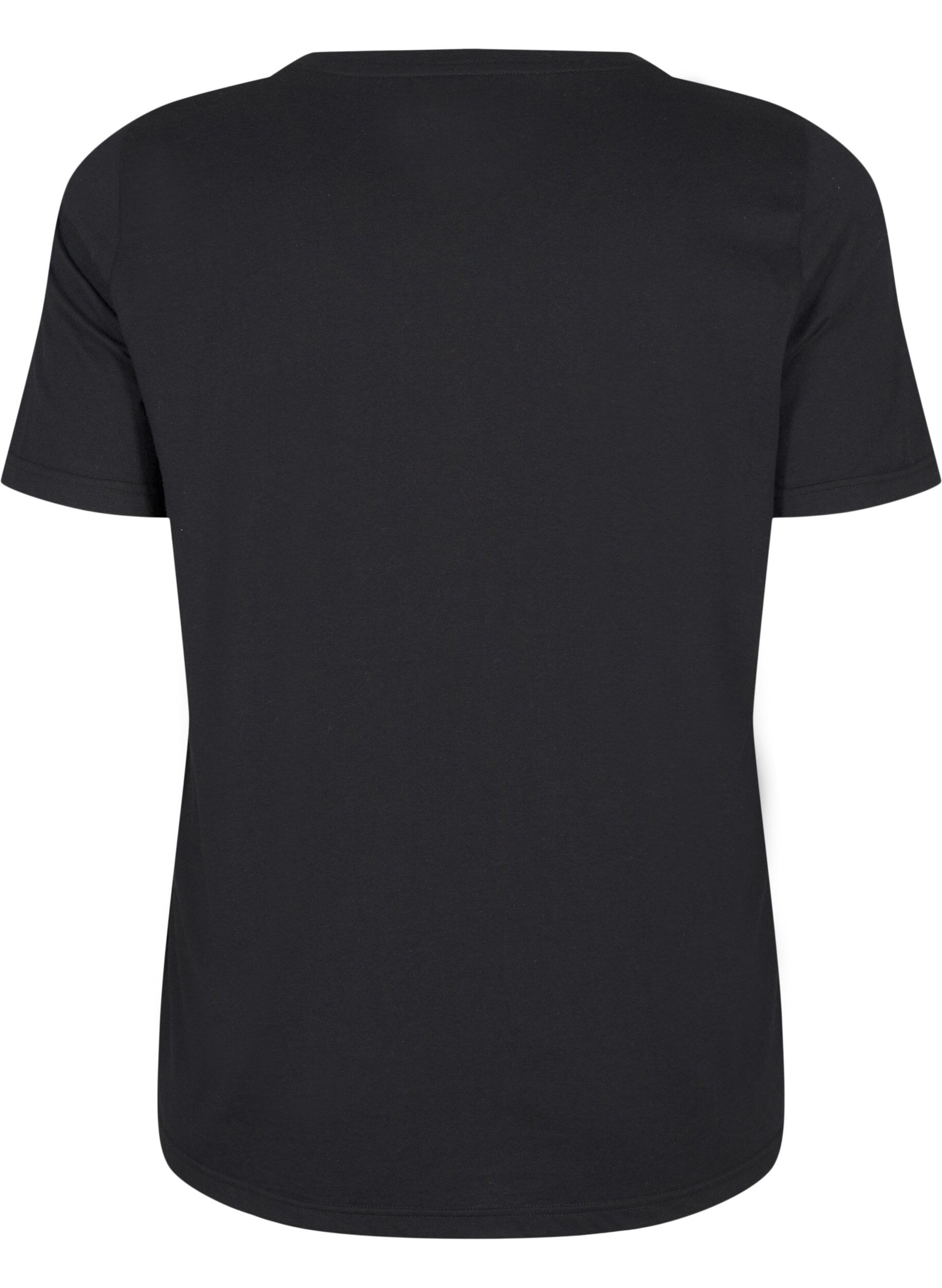 Zizzi FLASH - T-shirt med motiv, Black Gold Faith, Packshot image number 1