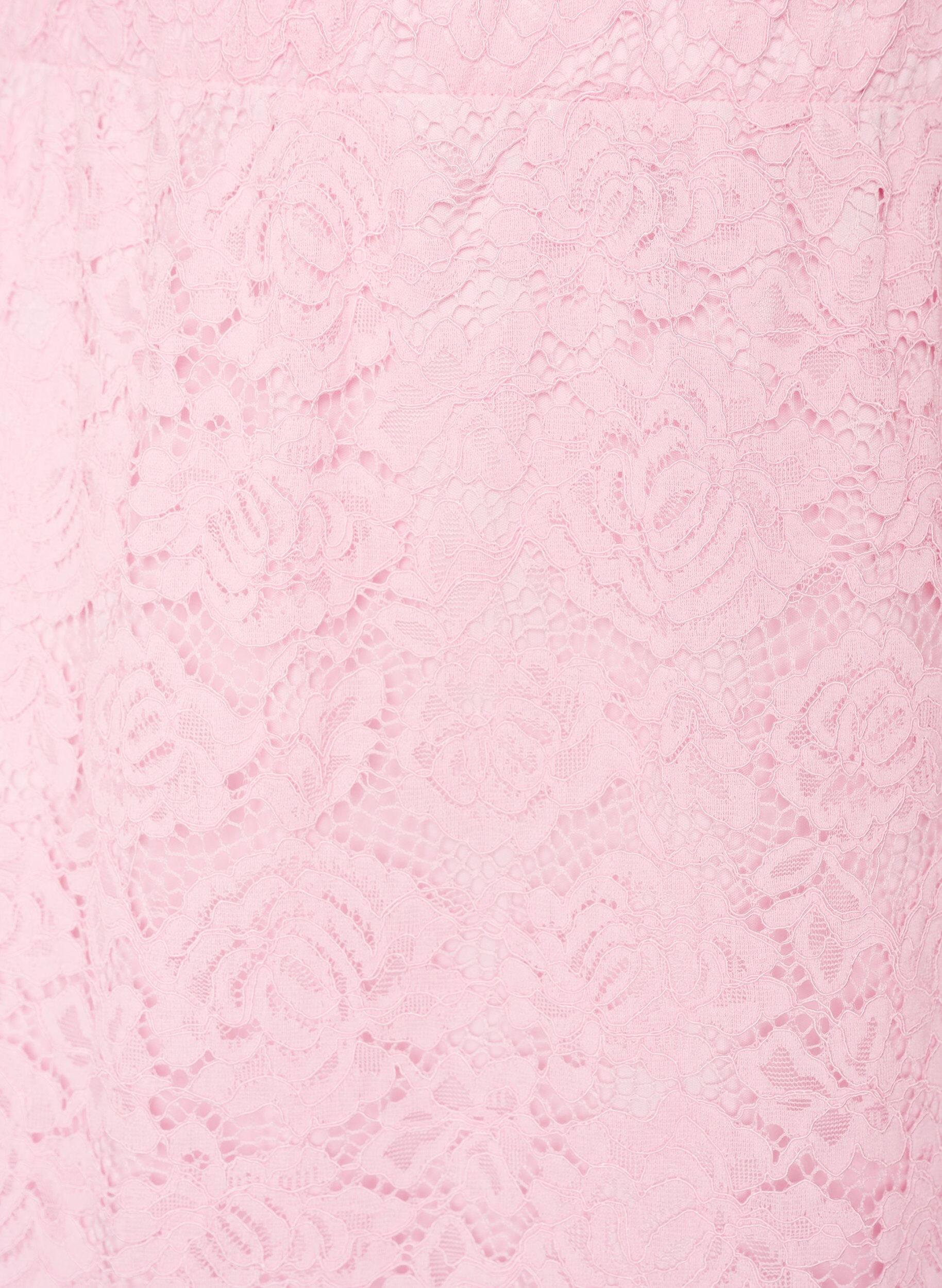 ZizziMidikjol i spets med res&aring;r i midjan, Rosa, Packshot image number 2