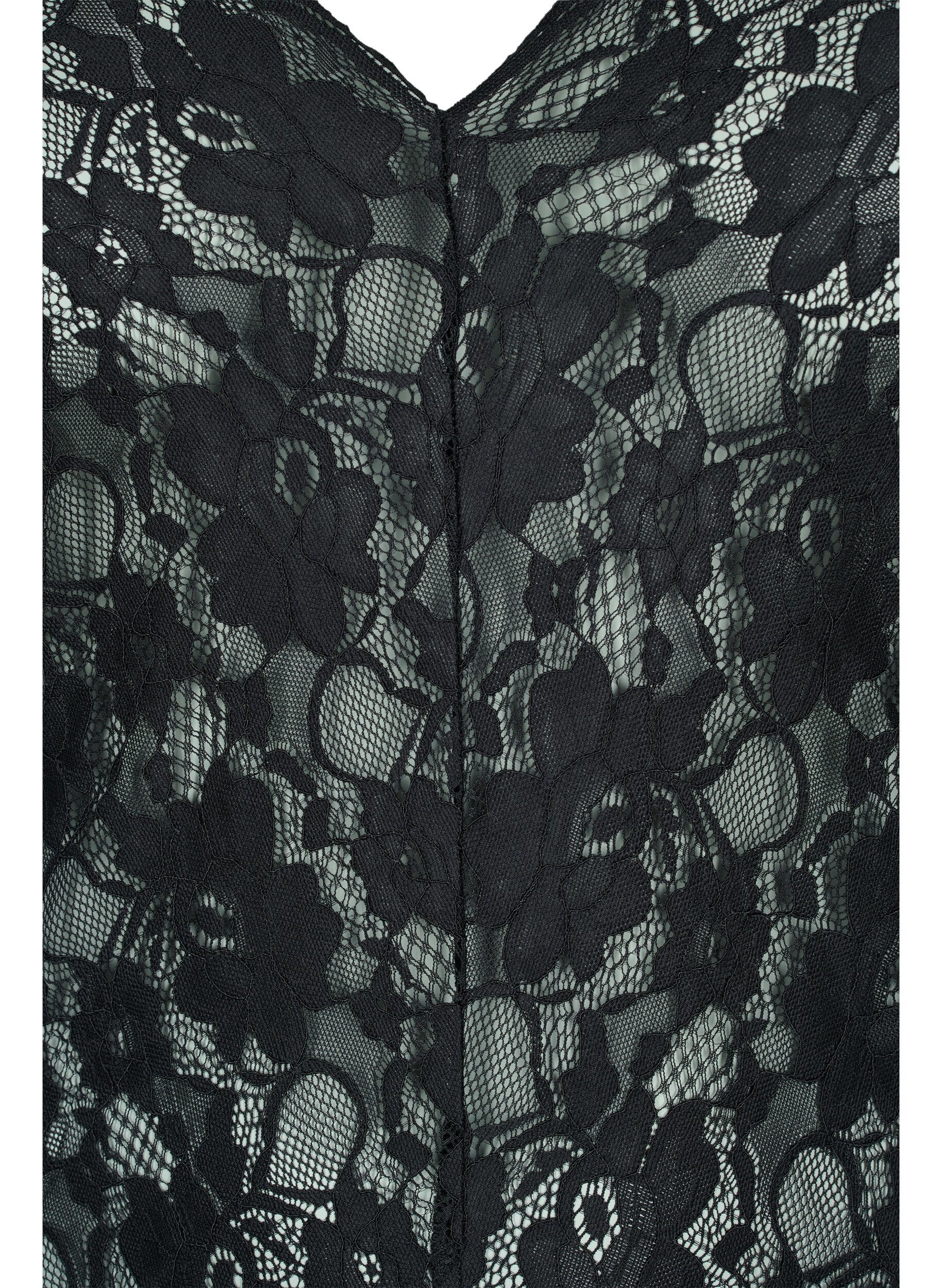 Zizzi Spetsbody med l&aring;nga &auml;rmar, Black, Packshot image number 2