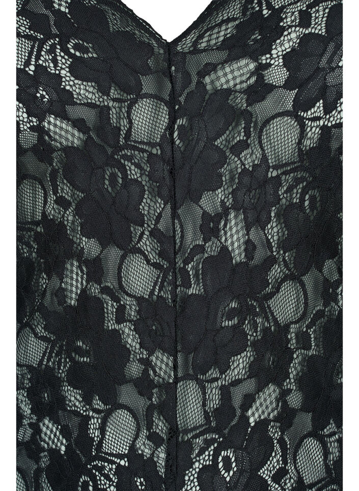 Spetsbody med långa ärmar, Black, Packshot image number 2