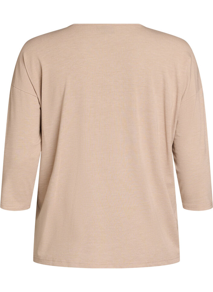 Jerseyblus med 3/4-&auml;rm, Beige, Packshot image number 1