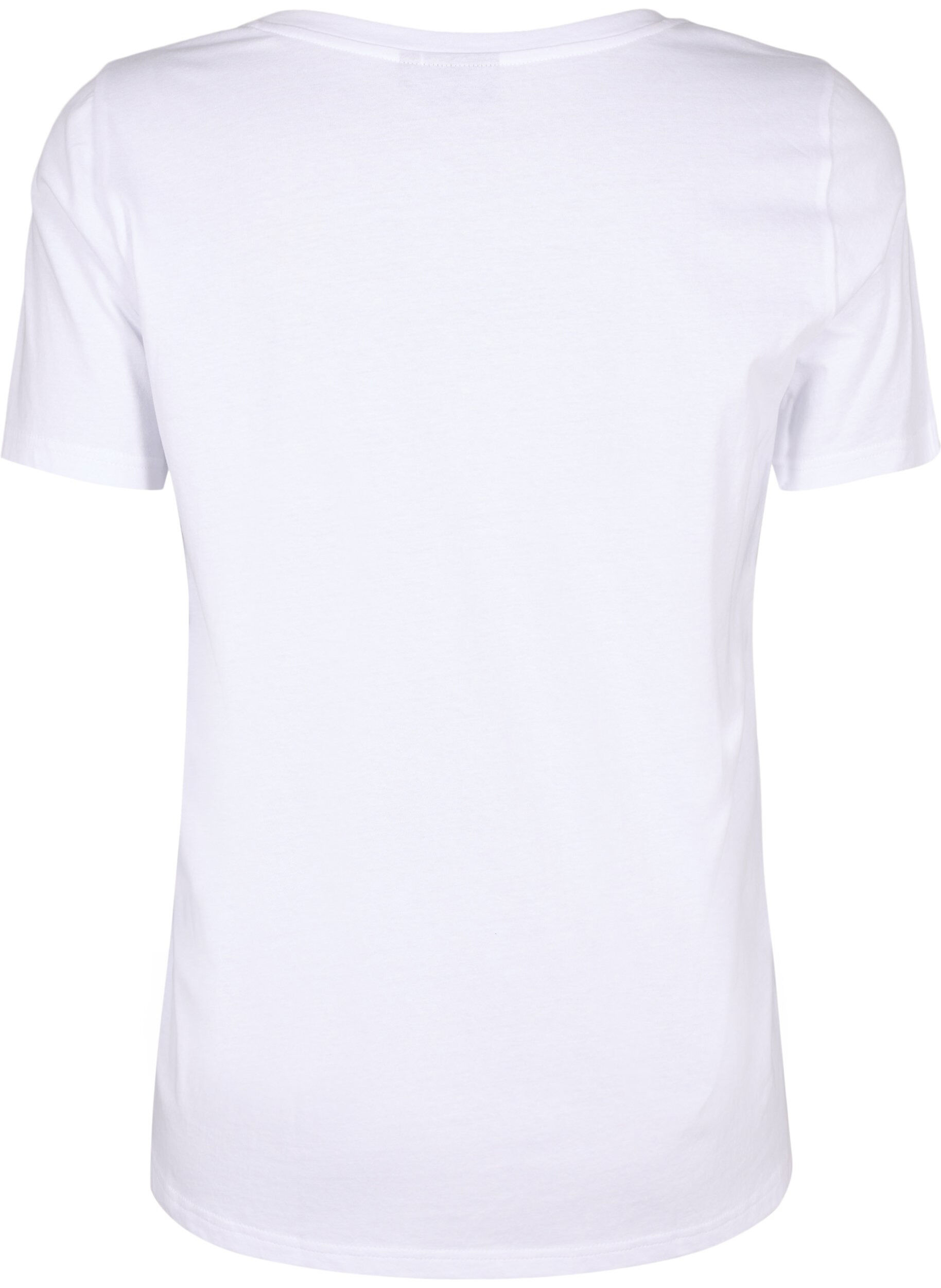 Zizzi T-shirt i bomull med motiv, B. White w. Face, Packshot image number 1