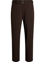 Byxor med h&ouml;g midja och b&auml;ltesdetalj med guldsp&auml;nne, Brun