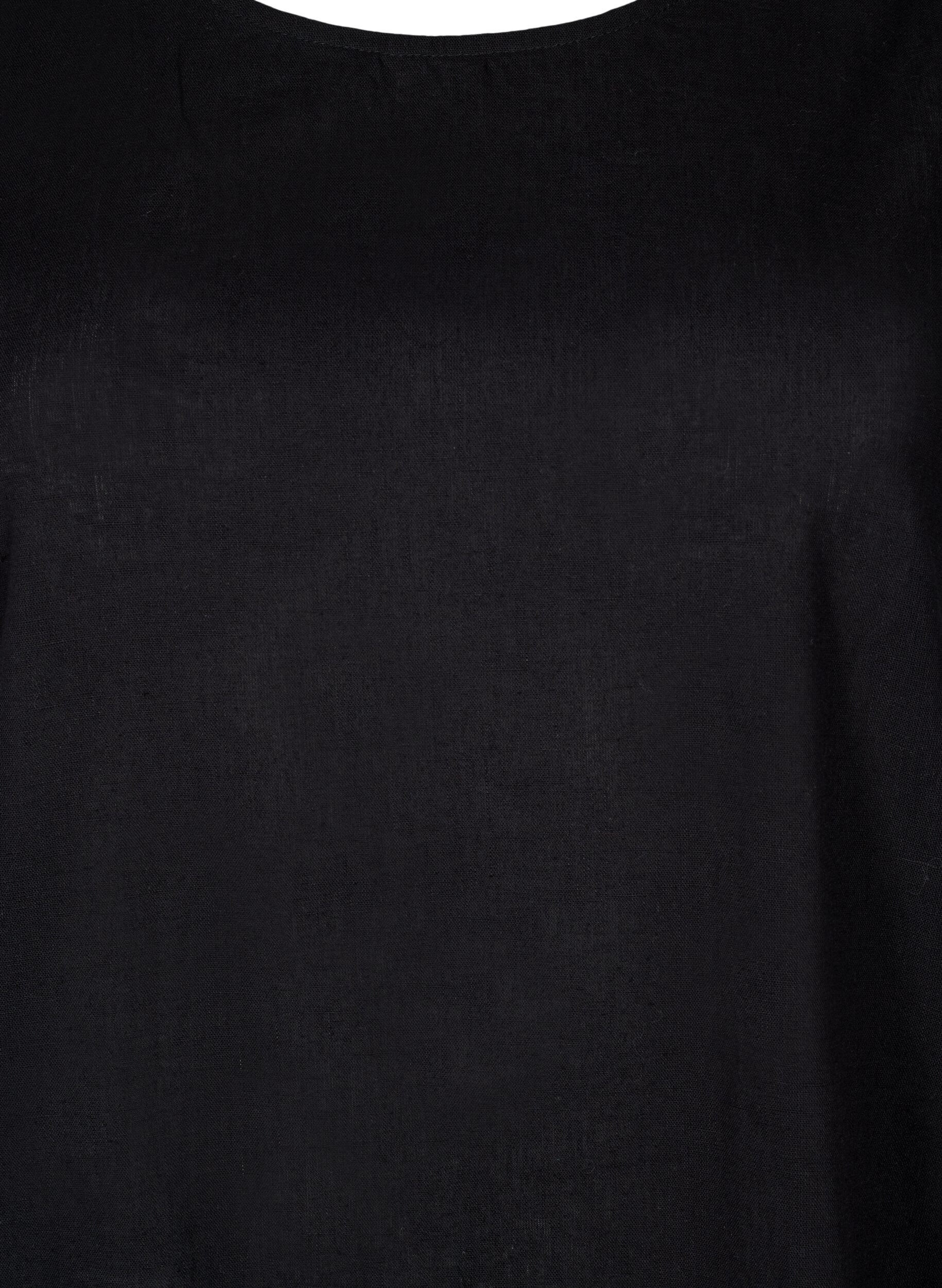 Zizzi &Auml;rml&ouml;s kl&auml;nning i bomulls- och linneblandning, Black, Packshot image number 2