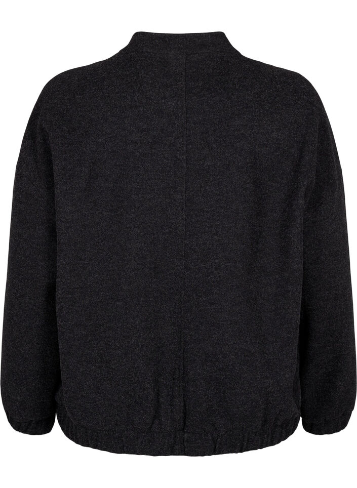 Bomberjacka i ull-look med fickor, Dark Grey Melange, Packshot image number 1