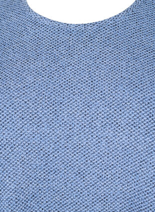 Melange blus med rund hälsning och långa ärmar, Blue Bonnet, Packshot image number 2