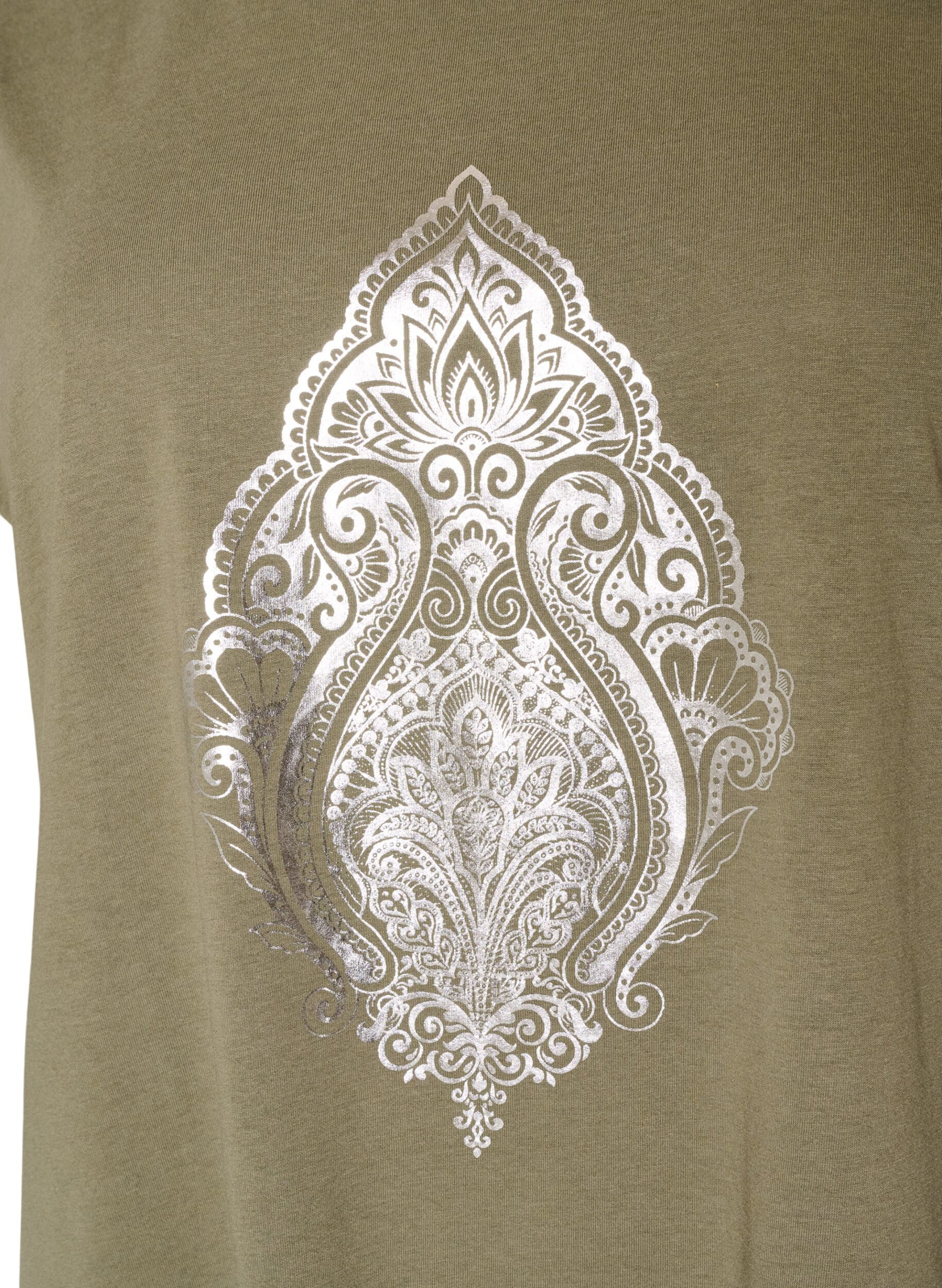 ZizziT-shirt med dekorativt tryck framtill, Gr&ouml;n, Packshot image number 2