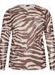 Blus i mesh med tryck, Brun, Packshot image number 0