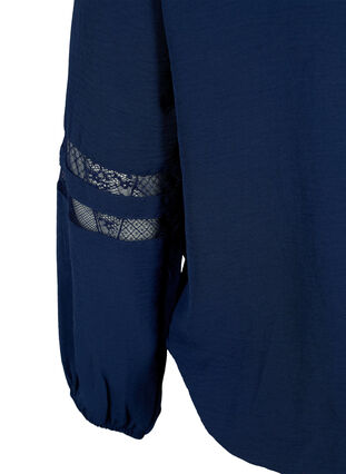 Långärmad blus med spets, Navy Blazer, Packshot image number 3