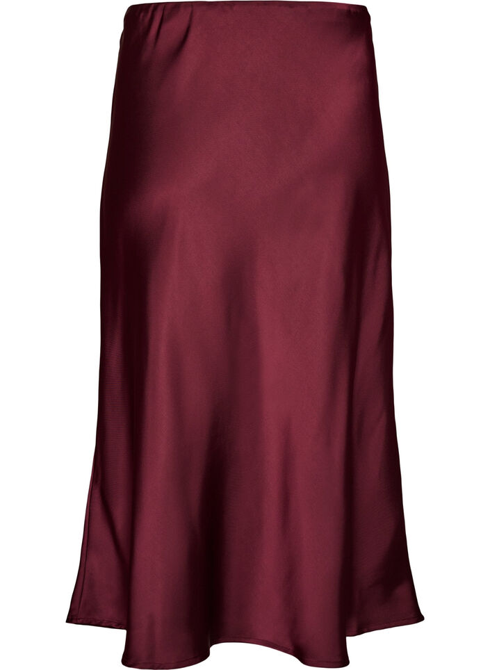 Midikjol i satin, R&ouml;d, Packshot image number 1