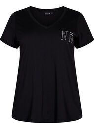 Tränings-t-shirt i bomull med tryck, Black w. No. 10