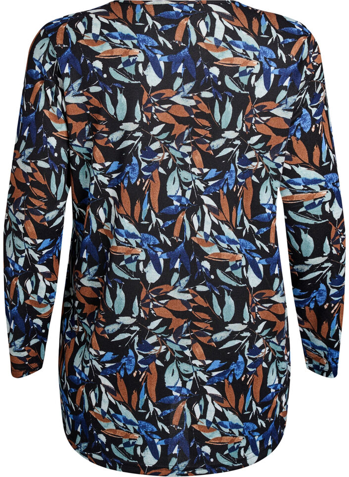 M&ouml;nstrad blus med l&aring;nga &auml;rmar, Bl&aring;, Packshot image number 1