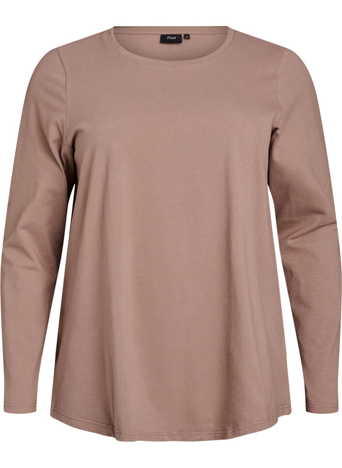 Baslinne i jersey med l&aring;nga &auml;rmar, Brun, Packshot image number 0