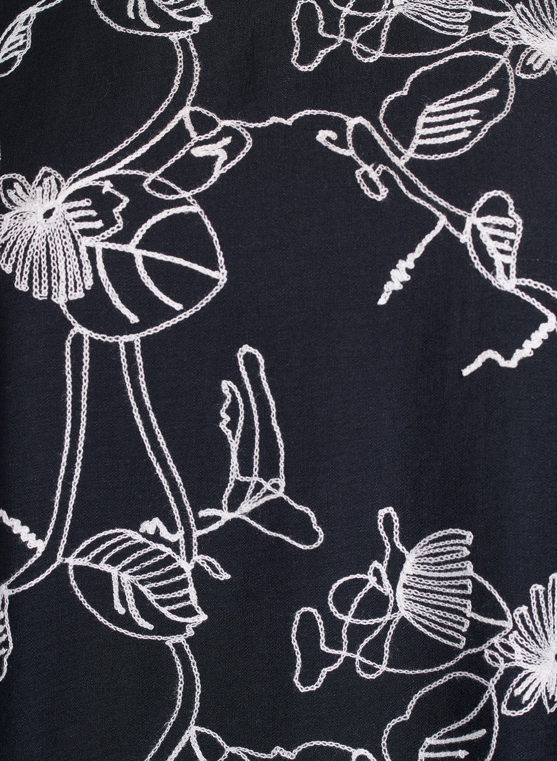 ZizziKort A-linjeformad kl&auml;nning med broderat m&ouml;nster, Svart, Packshot image number 2