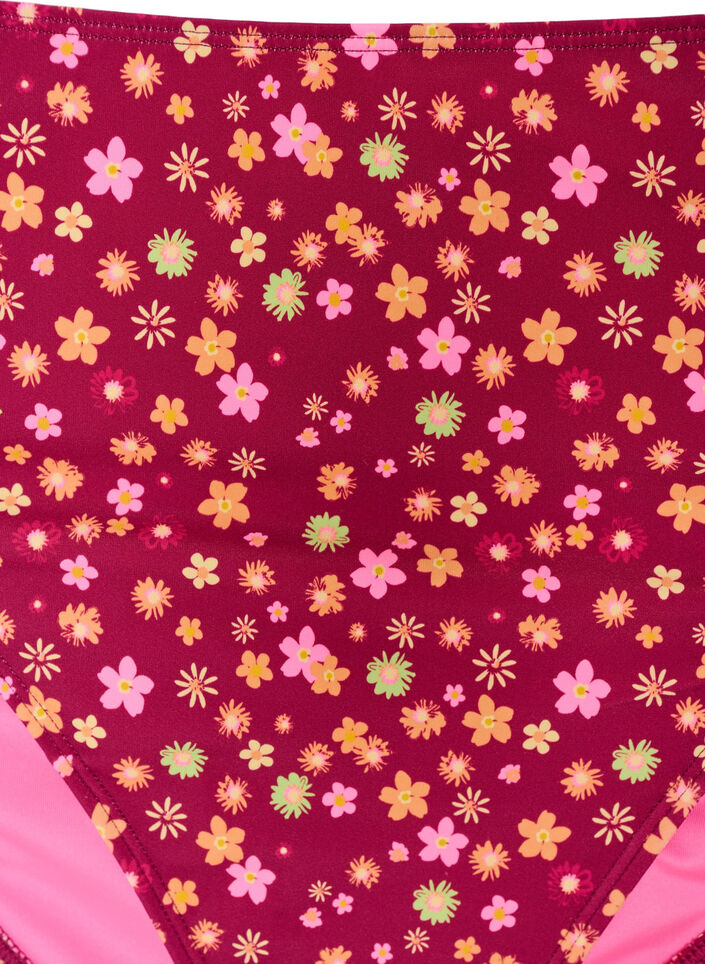 Tai-bikinitrosa med knytning och blommigt m&ouml;nster, R&ouml;d, Packshot image number 2