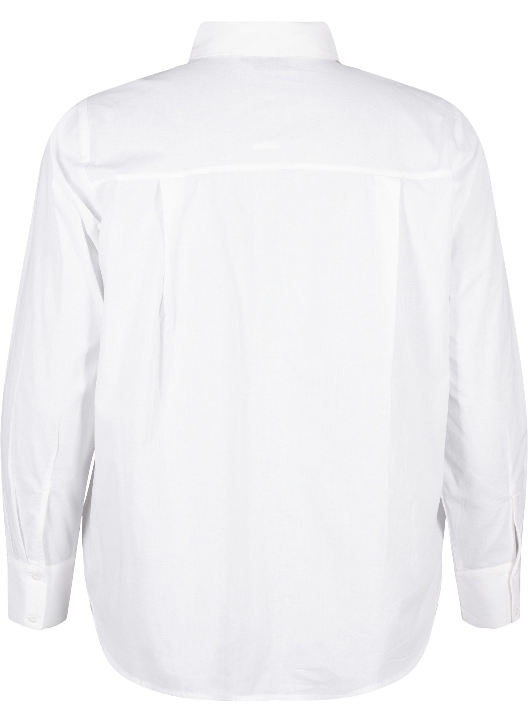 Zizzi Klassisk skjorta med broderade hj&auml;rtan, Bright Wh.W. Blue H., Packshot image number 1