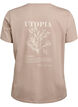 T-shirt i bomull med texttryck och rund halsringning, Brun, Packshot image number 1