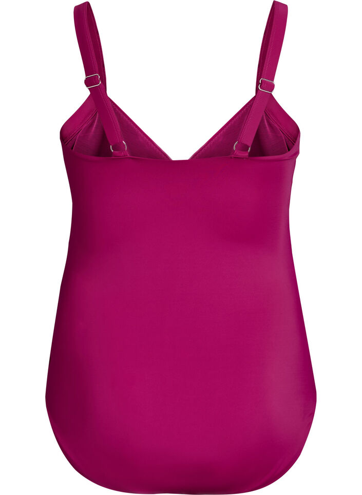 Baddräkt med bygel och rynkad effekt, Lila, Packshot image number 1