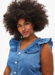 Byxdress i denim med volanger, Light Blue Denim, Model image number 2