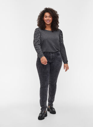 Amy jeans med hög midja, Grey Denim, Model image number 0