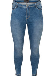 Croppade Amy jeans med blixtl&aring;s, Bl&aring;