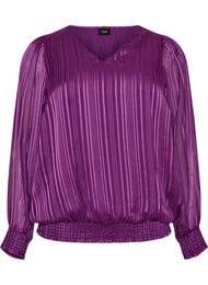 Randig blus med ballongform, Lila