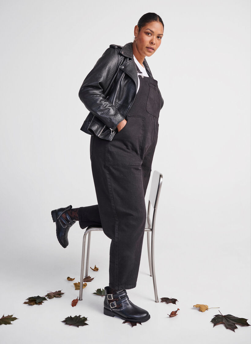 Wide fit - Ankelboots med nitar, Black, Image image number 0