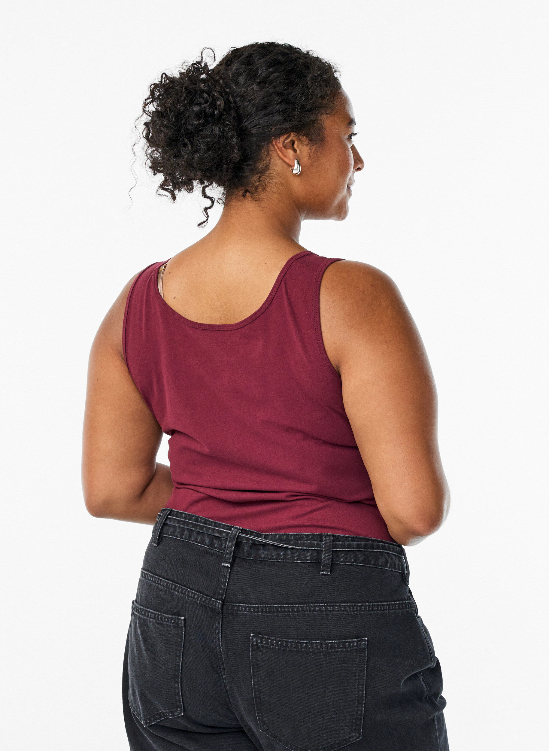 ZizziSolid f&auml;rg bas topp i bomull, M&ouml;rk Bordeaux, Model image number 2
