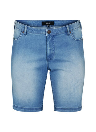 Slim fit Emily shorts med normalhög midja, Light blue denim, Packshot image number 0