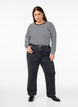 Randig blus med l&aring;nga &auml;rmar, Svart, Model image number 1