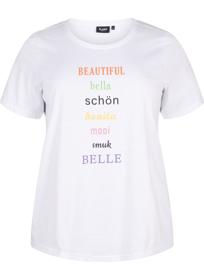 T-shirt från FLASH med tryck, Bright White, Packshot image number 0