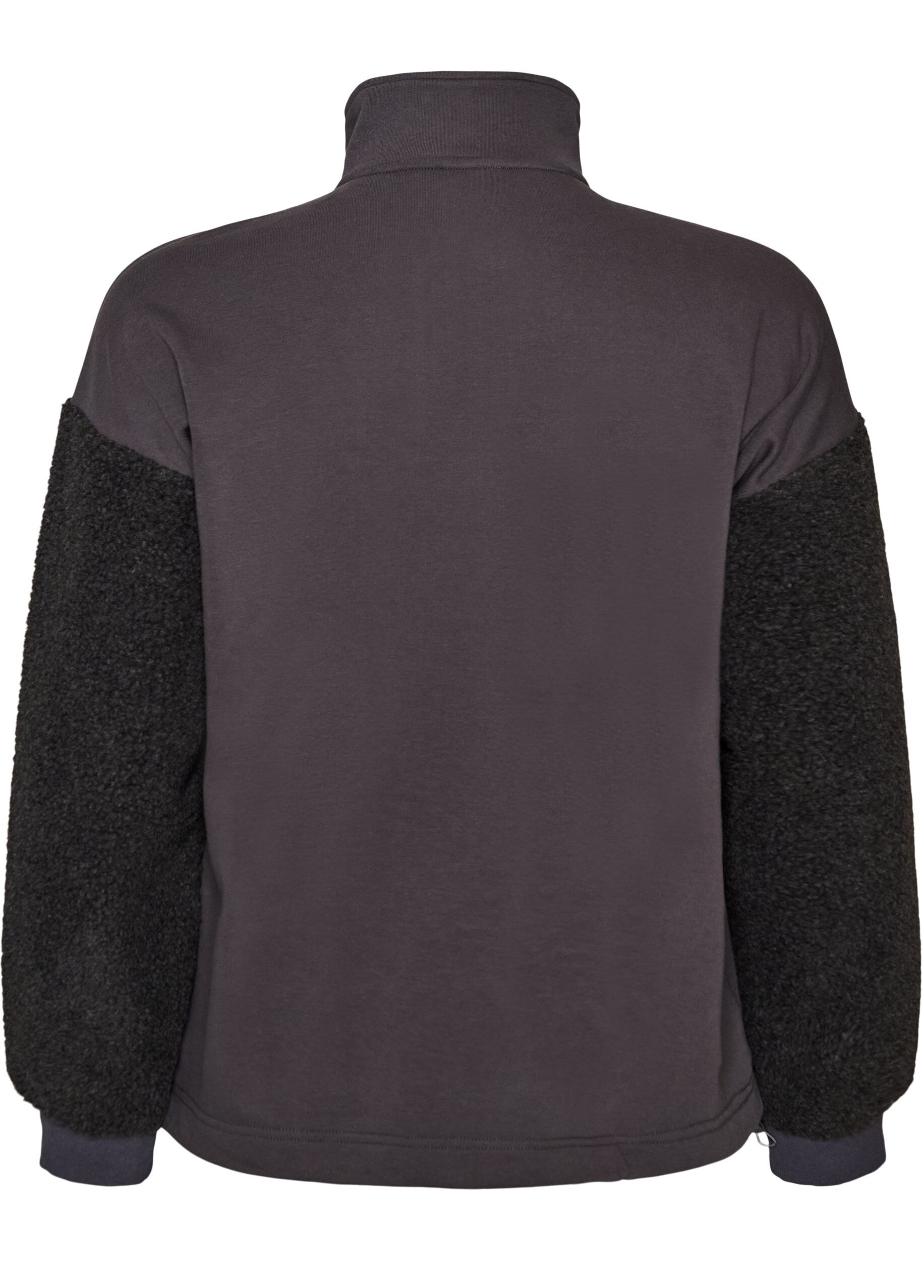 ZizziSweatshirt med teddy&auml;rmar och h&ouml;g hals, Gr&aring;, Packshot image number 1