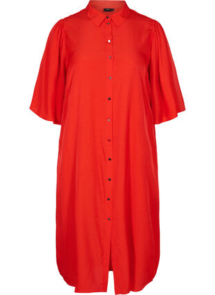 Skjortklänning med 3/4-ärmar, Fiery Red, Packshot image number 0