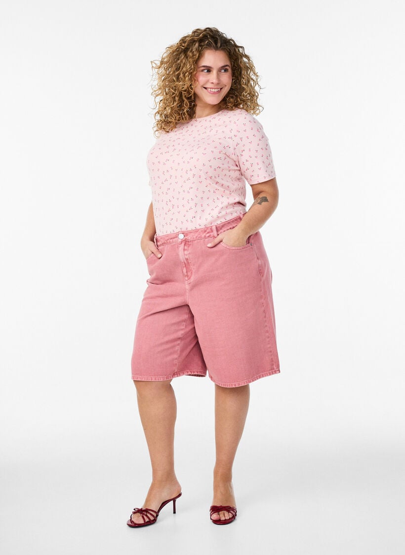 T-shirt i bomull med helt&auml;ckande tryck, Rosa, Model image number 1